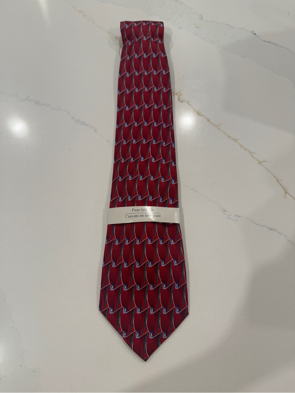 Protocol 100% Silk Tie Red Patterned Men’s Necktie Business Formal Luxury NWT